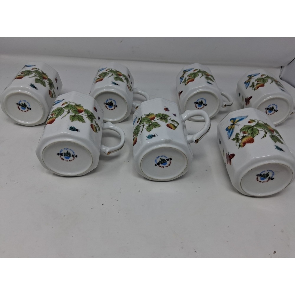 Set Ardalt Japan Cream&Covered Sugar set with 7cups Buttcmerflies&Strawberries A - Picture 16 of 16